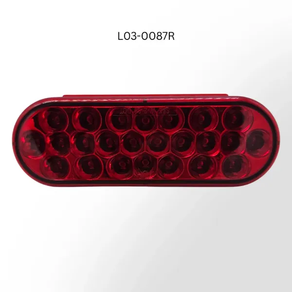 6" Oval 24 LED Red Stop, Tail & Turn Light – 9-36V Grommet Mount