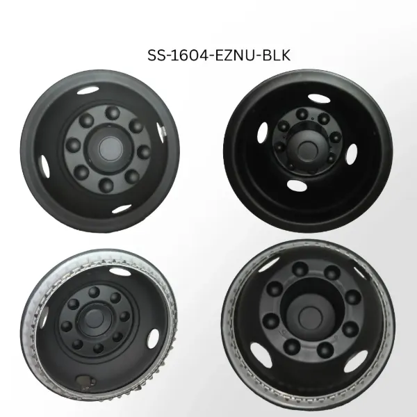 16 Inch Black Wheel Simulator Set – Universal 360° Retention, 8 Lug, Fits 2WD & 4WD Dually Trucks