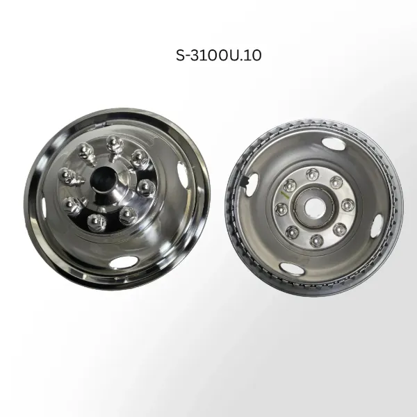 16" Front Stainless Steel Wheel Simulator – 8 Lug, 8 on 6.5", 360° Retention, Easy-On Installation (Case of 10)