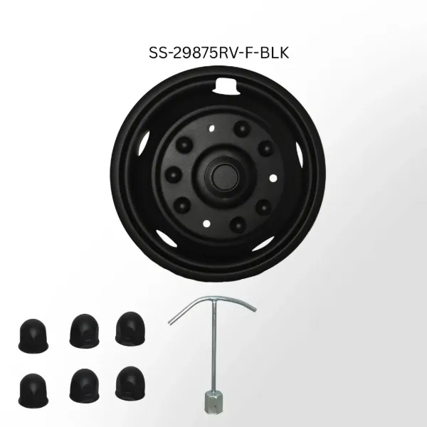 Wheel Simulator Set Front Tag 19.5X6.75 10 Lug 225Mm Bolt Circle 5 Hh Rv Over The Lug Matte Black
