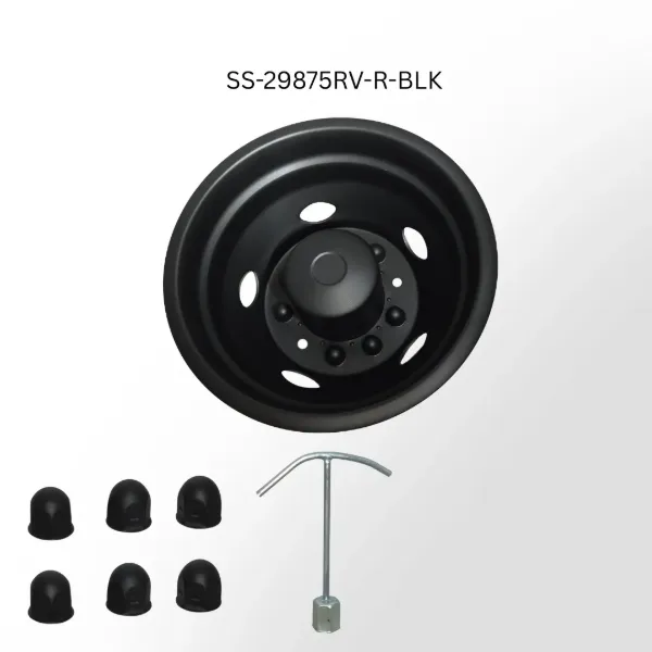 Wheel Simulator Set Rear Tag 19.5X6.75 10 Lug 225Mm Bolt Circle 5 Hh Rv Over The Lug Matte Black