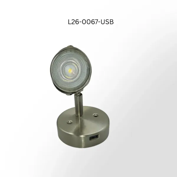 20-LED 12V Reading Light with USB Charging Port & Switch – Pure White, Satin Chrome