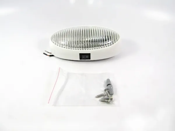 12V Oval Interior Utility Light with Switch – Incandescent, Clear Lens