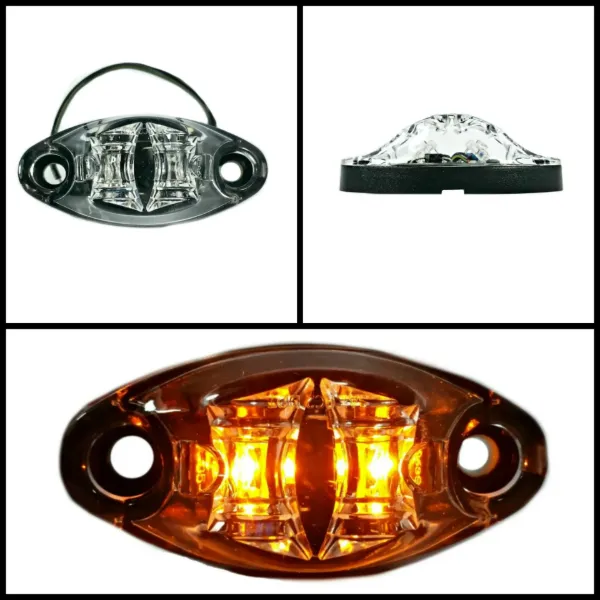 Dragon Eyes™ 7.5mm Amber LED Marker & Clearance Light – 2 Diode, Clear Lens, 1-Wire