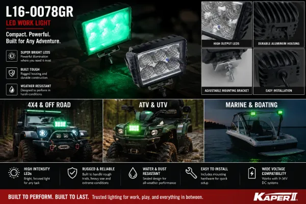 Off Road Green LED Light Bar Double Row 18W 4.6 Inch Aluminum Housing PC Lens