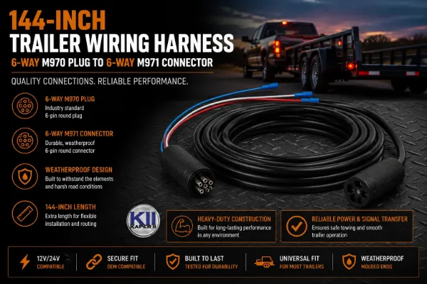 144 inch Trailer Harness with 6 Way M970 Plug and 6 Way M971 Plug
