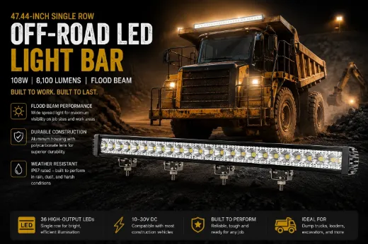 Off Road LED Light Bar Single Row 36 LED 108W 8100 Lumen 47.44 Inch Aluminum Housing PC Lens