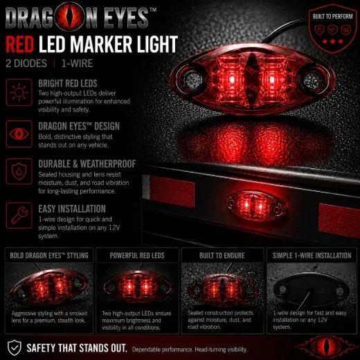 Dragon Eyes™ Red LED Marker Light – 2 Diodes, 1-Wire