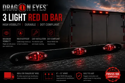 Dragon Eyes™ Triple Red LED ID Bar – Black Base