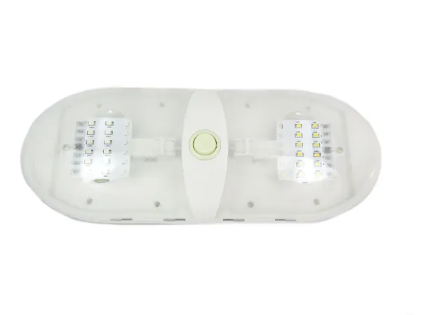 Dual-Color Double Pancake LED Dome Light – 18-Diode White & Red, White Housing with 3-Way Switch